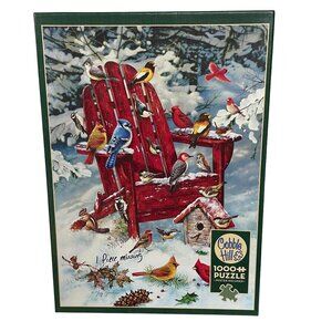 Cobble Hill 1000 Piece Puzzle Random Cut "Winter Birds" - 1 Piece Missing